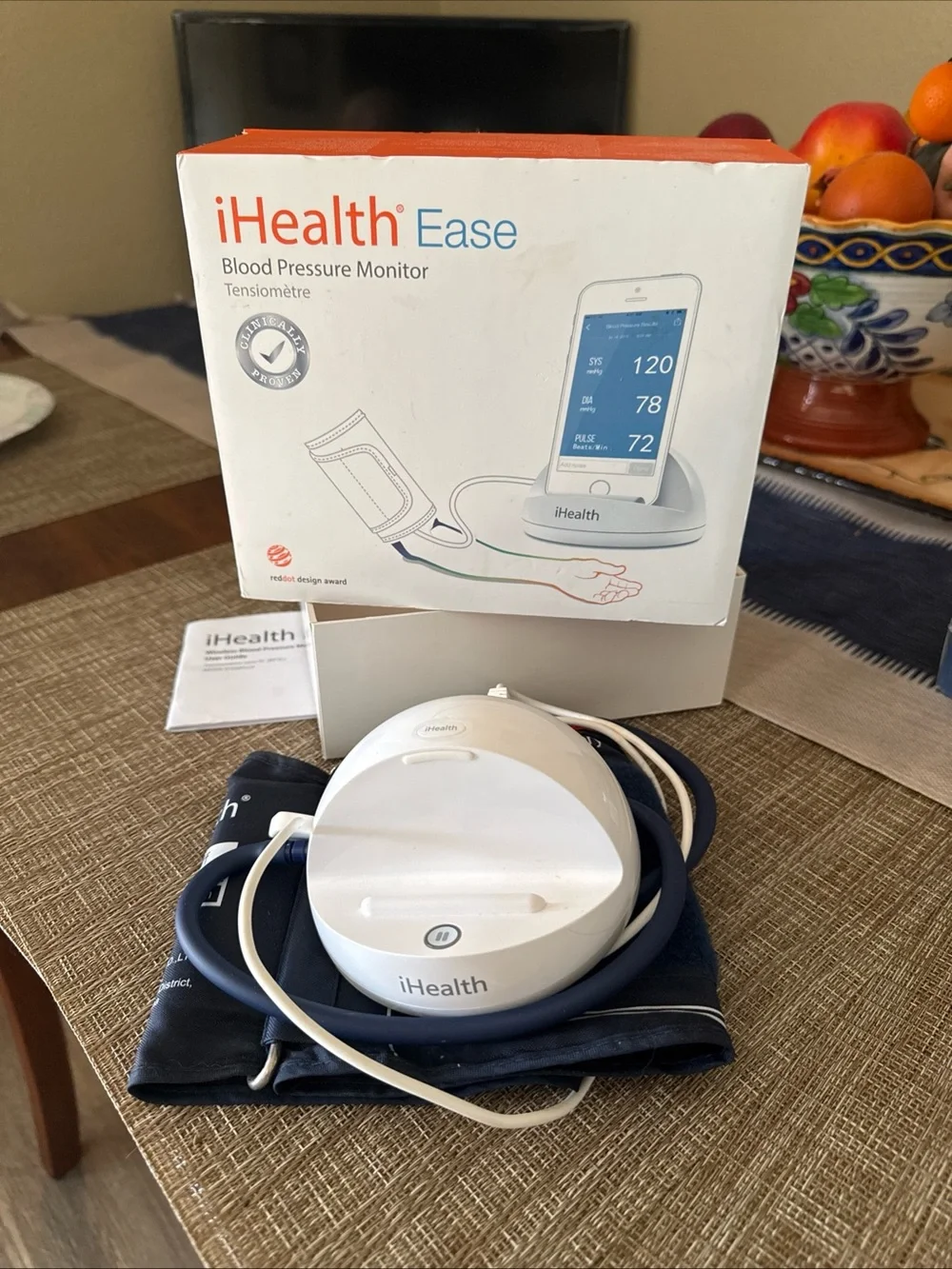 Ease Blood Pressure Monitor - White I Health Ease with instructions
